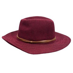 By Anthropologie Cusco ranch hat wine red O/S Polyester Blend Brown Band